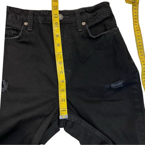 Free People Black My Own Lane Distressed High Rise Straight Leg Jeans Size 26 - Picture 15 of 16